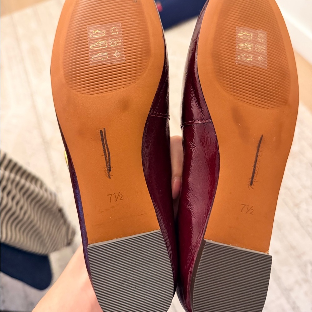 Madewell Burgundy Flats with Gold Buckle - Picture 5 of 5